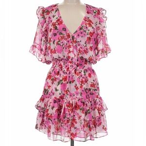 MISA LOS ANGELES PINK FLORAL MINI DRESS